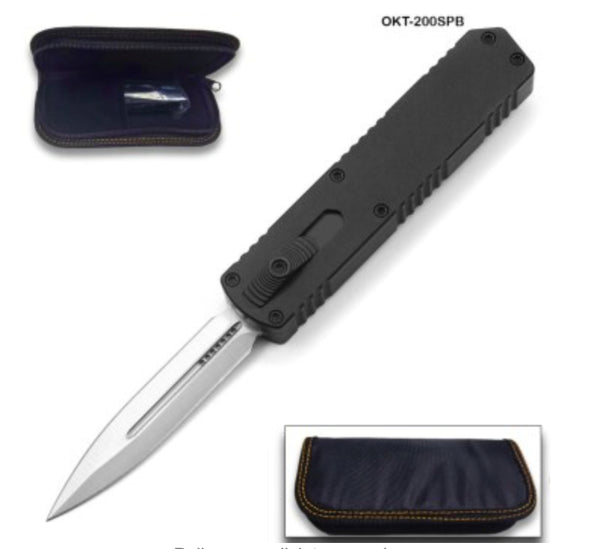 Tactical D-2 Steel CNC Black Alum Handle Auto Knife