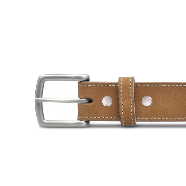 Men's Tan Suede Stitched Belt