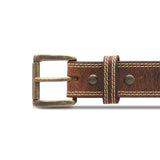 Distressed Steel Core Double Stitched Belt