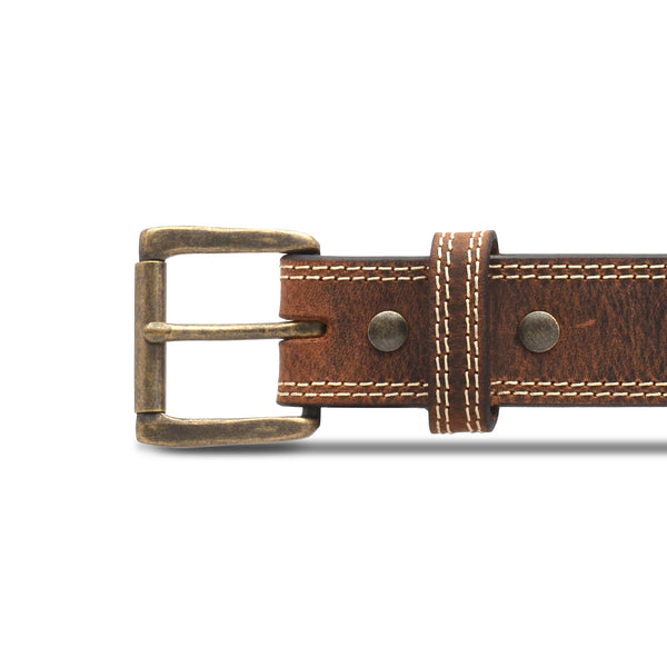 Distressed Steel Core Double Stitched Belt