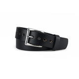 Black Bullbelt® : Special Men's Smooth Extra Thick Leather All Black Belt 1.50