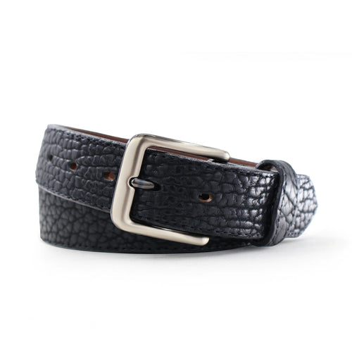 American Shrunken Black Bison with Scallops Dress Belt - 1.5"