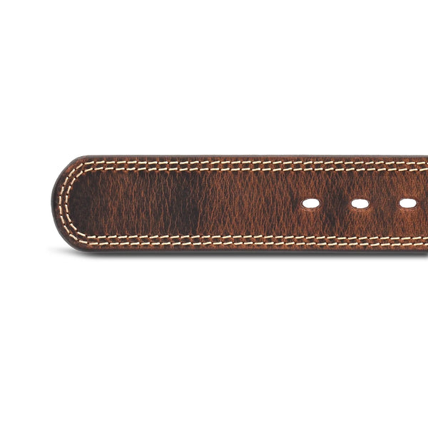Distressed Steel Core Double Stitched Belt