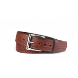 Medium Brown Basketweave Bullbelt® : Men's Basketweave Leather Belt 1.50
