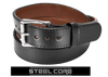 Black Stitched Steel Core Bullbelt® - Men's Stitched Leather Belt with Steel Core 1.50