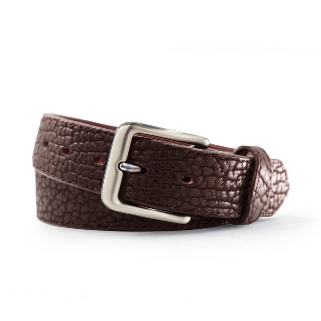 American Shrunken Black Bison with Scallops Dress Belt - 1.5"