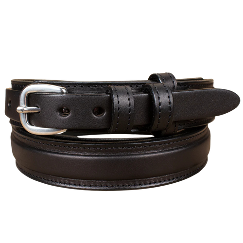 Men's Black Stitched Raised Center Ranger Belt 1.25"