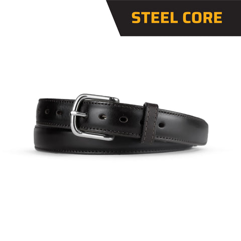 Black Italian Dress Leather Steel Core Gun Belt 11-13 oz Black / 54