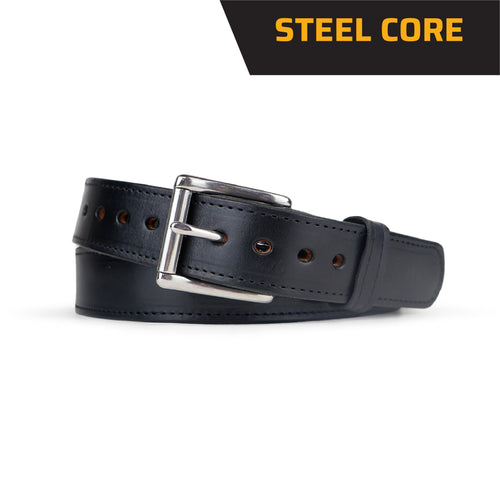 Black Stitched Steel Core Bullbelt