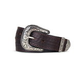 Brown Western Basketweave Belt - Leather Basketweave Belt with Western Buckle 1.50