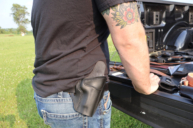 2 Slot OWB Belt Slide Holster - Fits Most 1911 Styles - Premium Leather - Made in the USA