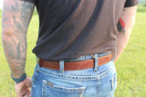 Western Oak Leaf Pattern Leather Belt - 1.5