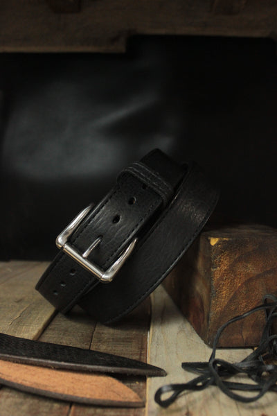 Black Bison Leather Holster Belt