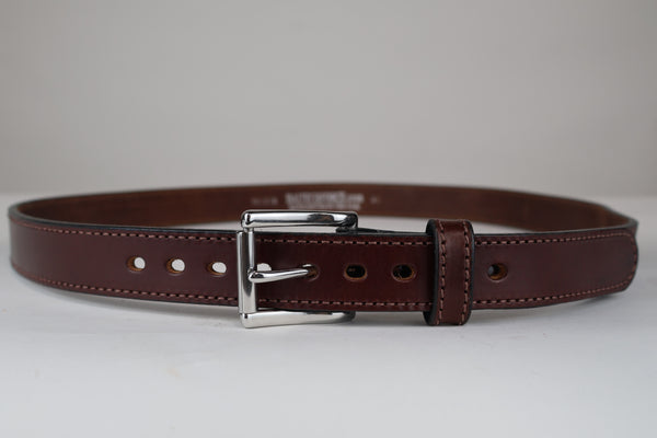 Rich Brown Stitched Horse Hide Leather Holster Belt 1.5" - SALE ITEM