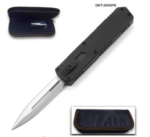 Black OTF Tactical D-2 Steel CNC Black Alum Handle Auto Knife