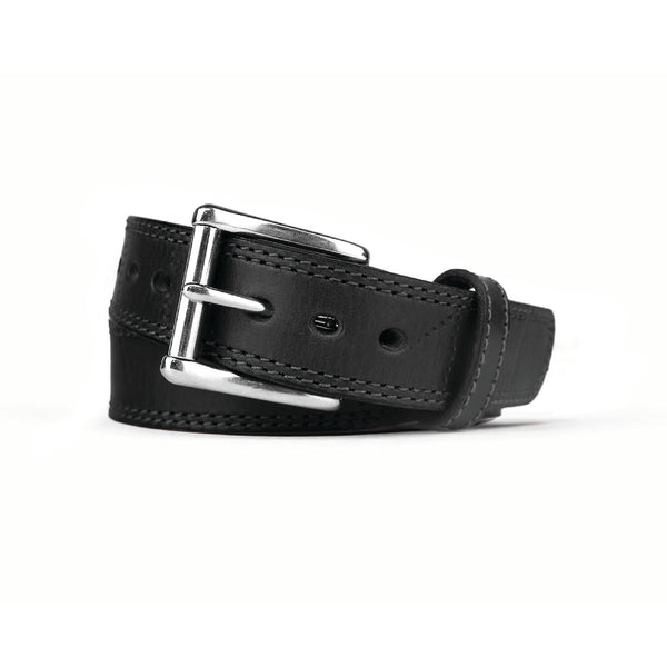 Black Double Stitched Zombie Bullbelt® - Men's Distressed Double Stitched Leather Belt 1.5"