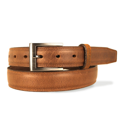 Men's Brown Raised Center Dress Belt - 1.25"