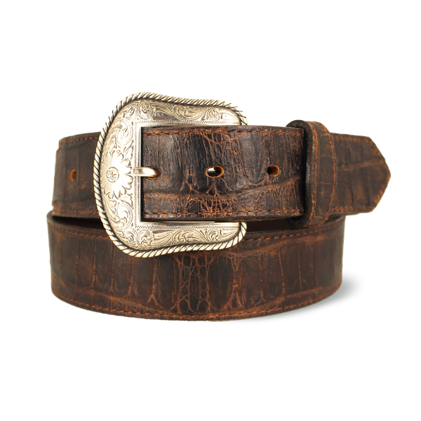 Western Embossed Gator with Scallop Detail Belt - 1.5"