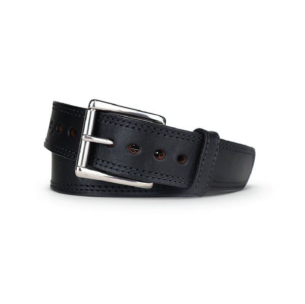 Men's Black Double Stitched Bullbelt® : Extra Thick Leather Belt 1.50"
