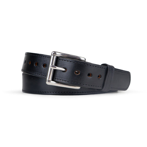Black Stitched Bullbelt® - Men's Black Stitched Leather Belt 1.50"