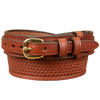 Men's Chestnut Brown Basketweave Stitched Ranger Belt 1.50