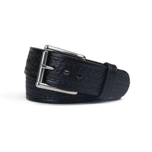 Black Extra Wide Basketweave Bullbelt® - Men's Extra Wide Leather Belt with Basketweave Design 1.75"