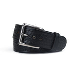 Black Extra Wide Basketweave Bullbelt® - Men's Extra Wide Leather Belt with Basketweave Design 1.75