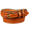 Men's Chestnut Brown Basketweave Stitched Ranger Belt 1.50