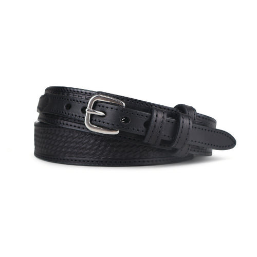 Men's Black Basketweave Stitched Ranger Belt 1.50"