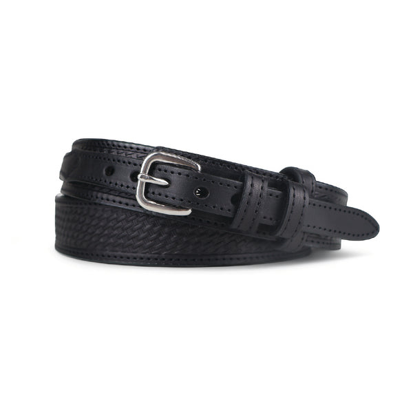 Men's Black Basketweave Stitched Ranger Belt 1.50"