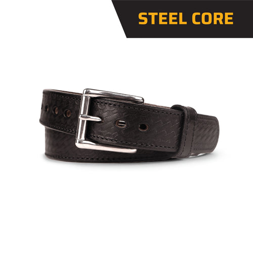 Black Basketweave Steel Core Bullbelt