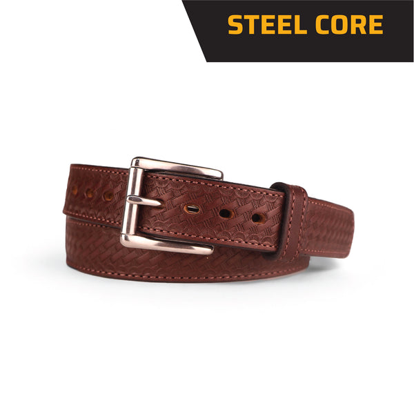 Brown Basketweave Steel Core Bullbelt