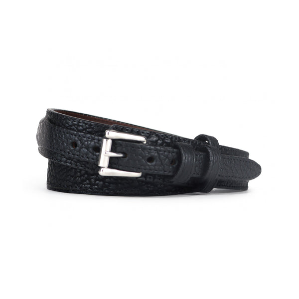 Men's Bison Black Ranger Leather Belt - 1.5" Premium Shrunken Bison, Silver Hardware