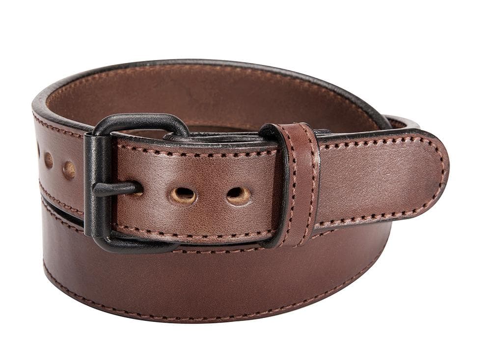 Brown Tactical Stitched Bull Hide Leather Gun Belt 15 oz