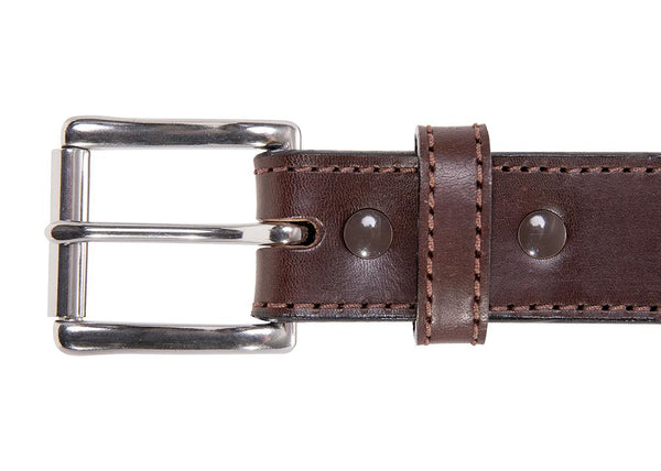 BULLBELT® 1.25" RICH BROWN STITCHED BULLHIDE GUN BELT