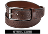 Brown Basketweave Steel Core Bullbelt® : Men's Basketweave Leather with Steel Core Belt 1.50