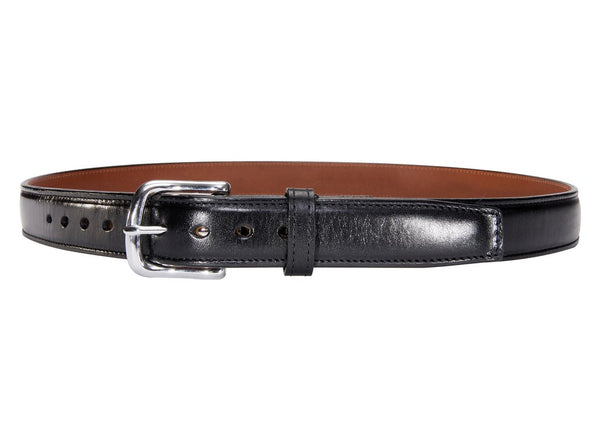 Black Italian Leather Steel Core Gun Belt