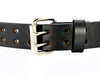 Smooth Double Prong Buckle Bull Hide Concealed Carry Gun Belt - Deep Black