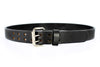 Smooth Double Prong Buckle Bull Hide Concealed Carry Gun Belt - Deep Black