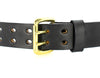Smooth Double Prong Buckle Bull Hide Concealed Carry Gun Belt - Deep Black