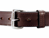 Rich Brown Stitched Horse Hide Leather Holster Belt 1.5