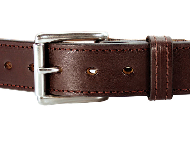 Rich Brown Stitched Horse Hide Leather Holster Belt 1.5" - SALE ITEM