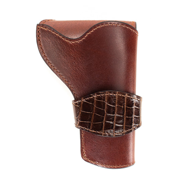 Brown Alligator Banded Western Revolver Holster