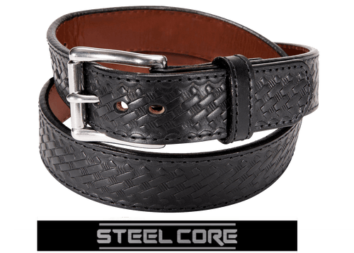 Black Basketweave Steel Core Gun Belt
