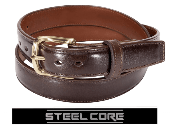 Brown Italian Leather Steel Core Gun Belt