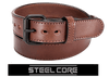 Brown Tactical Steel Core Bullbelt® - Men's Brown Leather Steel Core Belt with Black Buckle 1.50