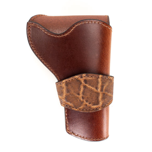 Rustic Brown Elephant Banded Western Revolver Holster
